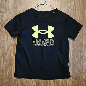 Under Armour Kids Black Tee with Neon Logo